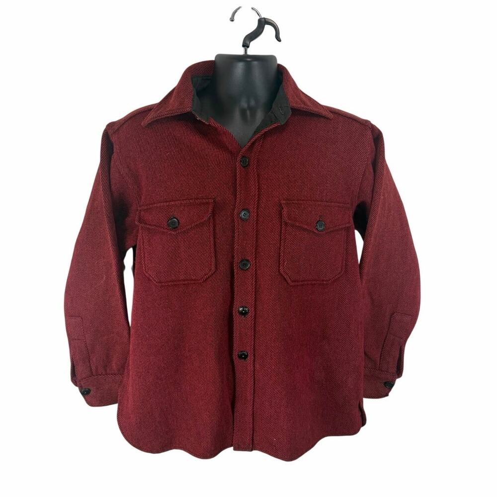 Vintage Wool Flannel Shirt Size Large Red Black Button Up Western Utility